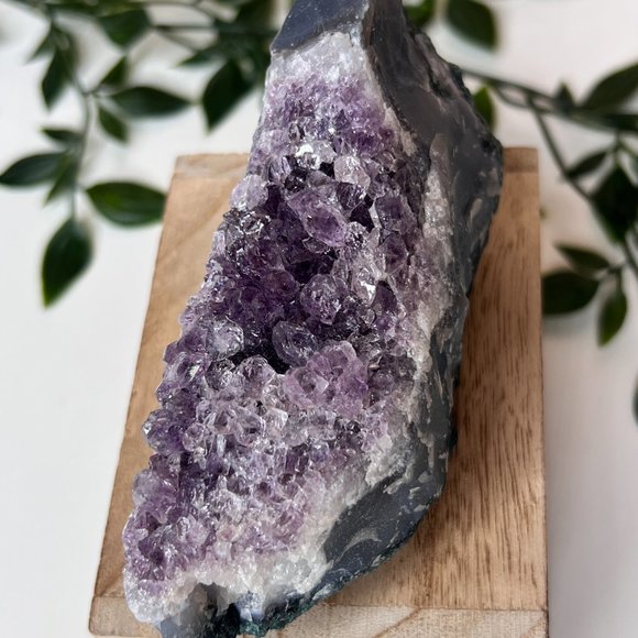 Unique Crescent Amethyst Geode Cluster Freeform, Crystal Decor Cluster - Picture 6 of 12